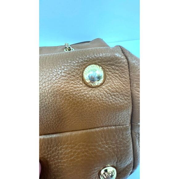 Michael Kors Luggage Brown Pebbled Leather Chain Tote Bag - Picture 8 of 10